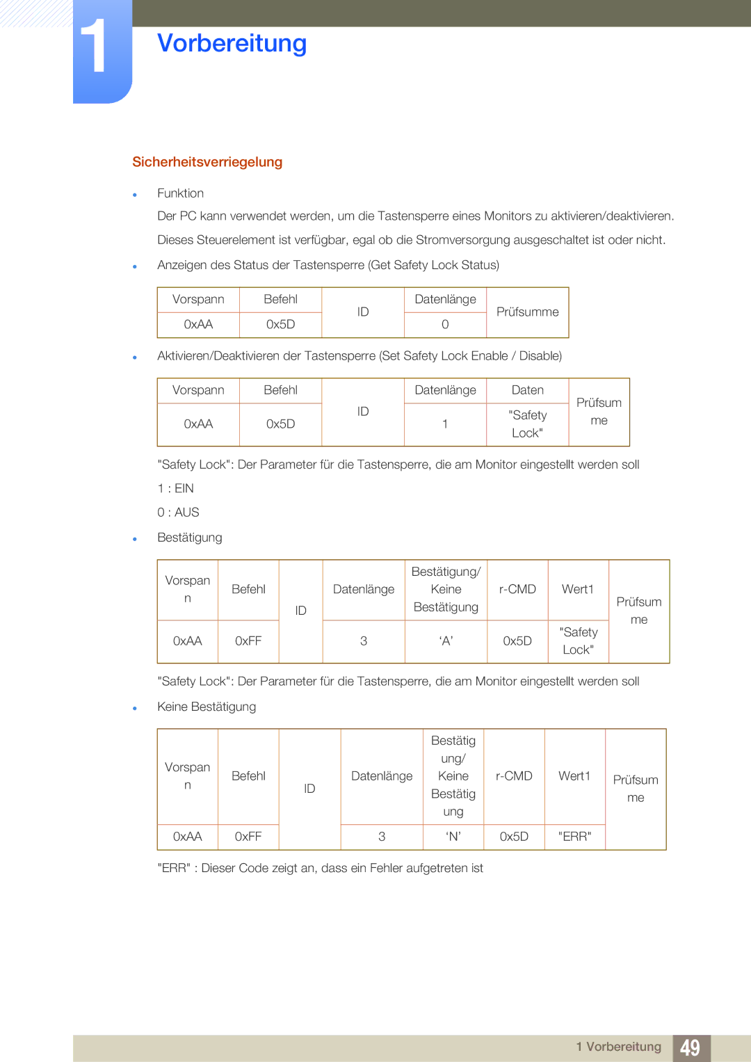 Samsung LH55UEPLGC/EN, LH40DEPLGC/EN, LH46DEPLGC/EN, LH55UEPLGC/ZA, LH55DEPLGC/EN, LH55UEAPLGC/EN manual Sicherheitsverriegelung 