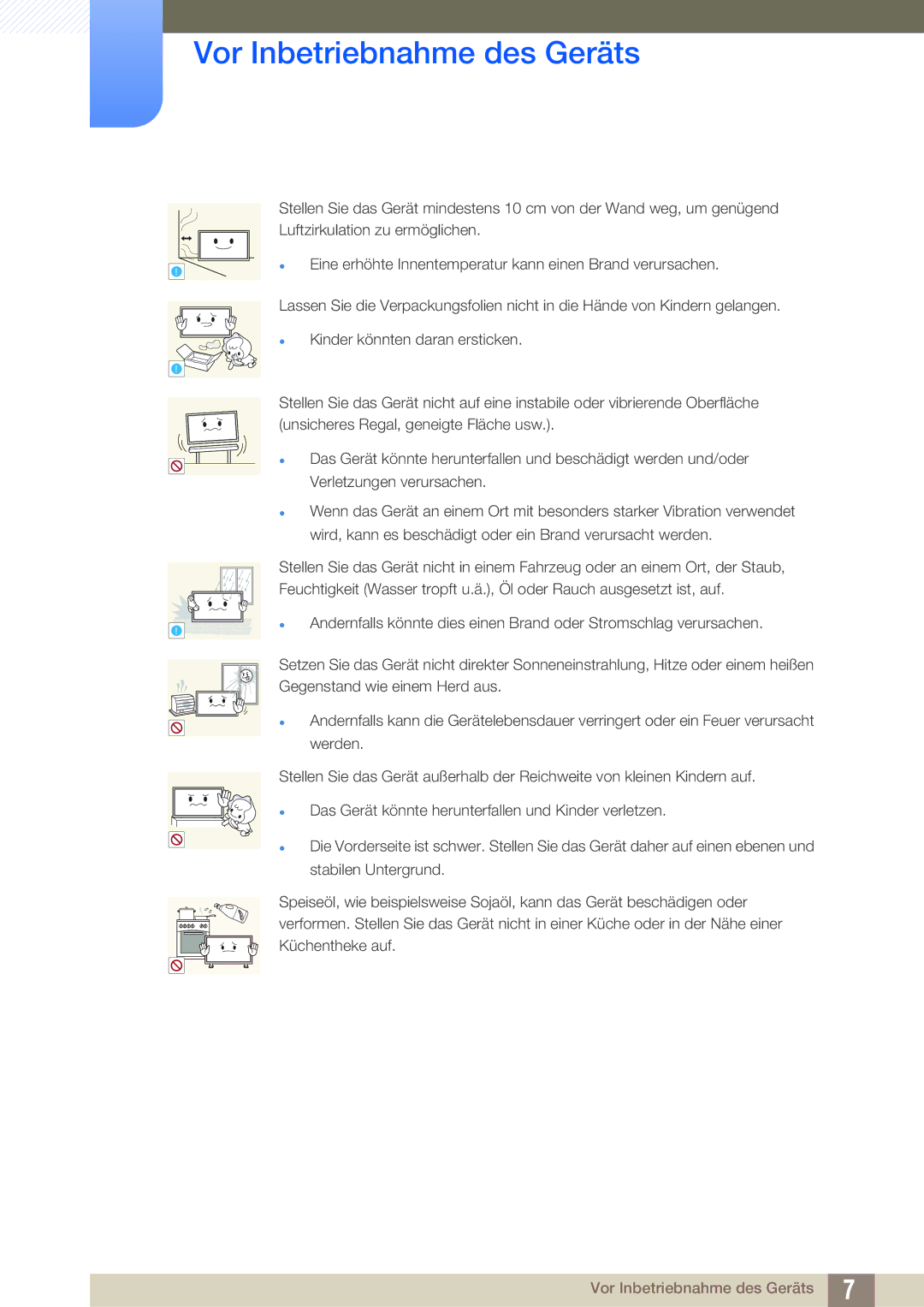 Samsung LH55UEPLGC/EN, LH40DEPLGC/EN, LH46DEPLGC/EN, LH55UEPLGC/ZA, LH55DEPLGC/EN, LH46MEPLGC/EN Vor Inbetriebnahme des Geräts 