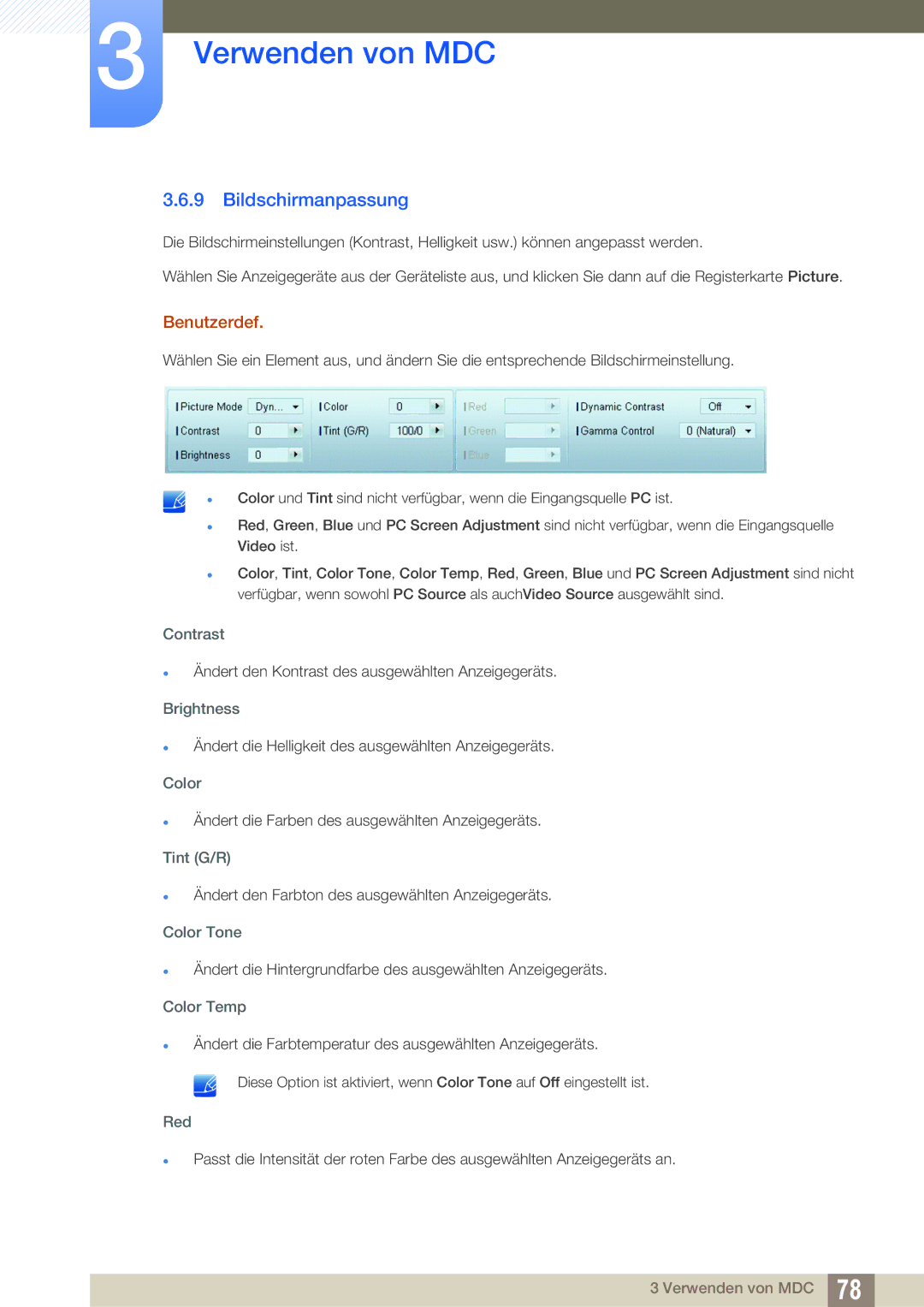 Samsung LH40MEPLGC/EN, LH40DEPLGC/EN, LH46DEPLGC/EN, LH55UEPLGC/ZA, LH55DEPLGC/EN manual Bildschirmanpassung, Benutzerdef 