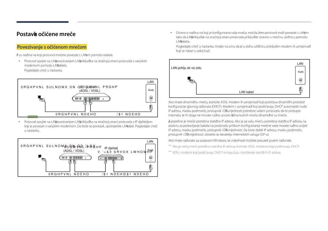 Samsung LH40DHDPLGC/EN manual Postavke ožičene mreže, Povezivanje s ožičenom mrežom 