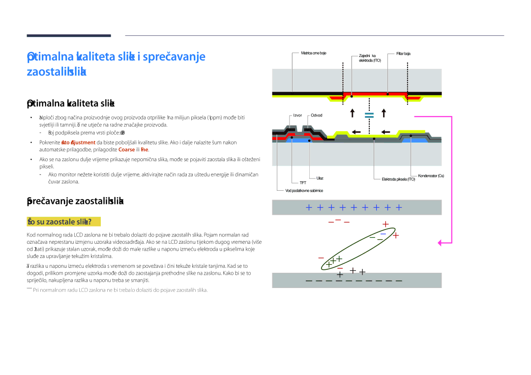 Samsung LH40DHDPLGC/EN manual Optimalna kvaliteta slike i sprečavanje zaostalih slika, Sprečavanje zaostalih slika 