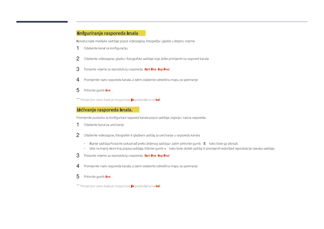 Samsung LH40DHDPLGC/EN manual Konfiguriranje rasporeda kanala, Uređivanje rasporeda kanala 