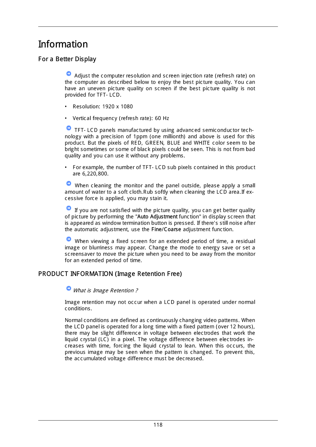 Samsung LH46MGQLGD/EN, LH40DLPLGD/EN, LH46DLTLGD/EN manual For a Better Display, Product Information Image Retention Free 