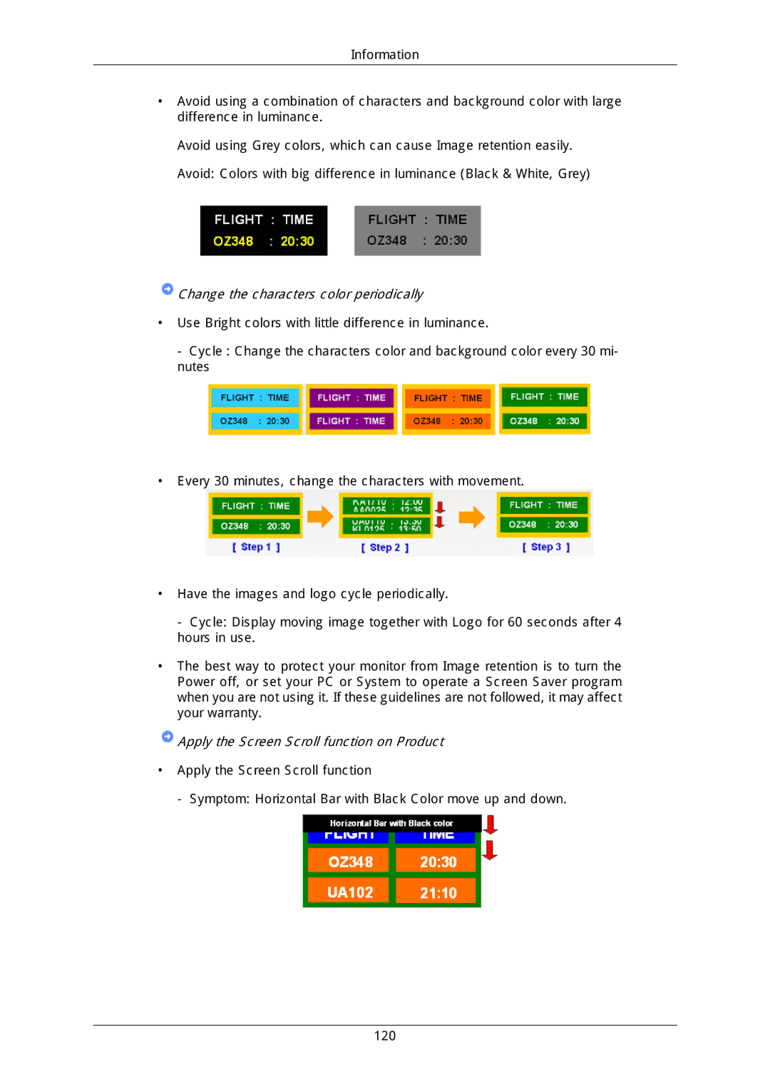 Samsung LH40MGULGD/EN, LH40DLPLGD/EN, LH46DLTLGD/EN, LH40DLTLGD/EN, LH46DLPLGD/EN Change the characters color periodically 