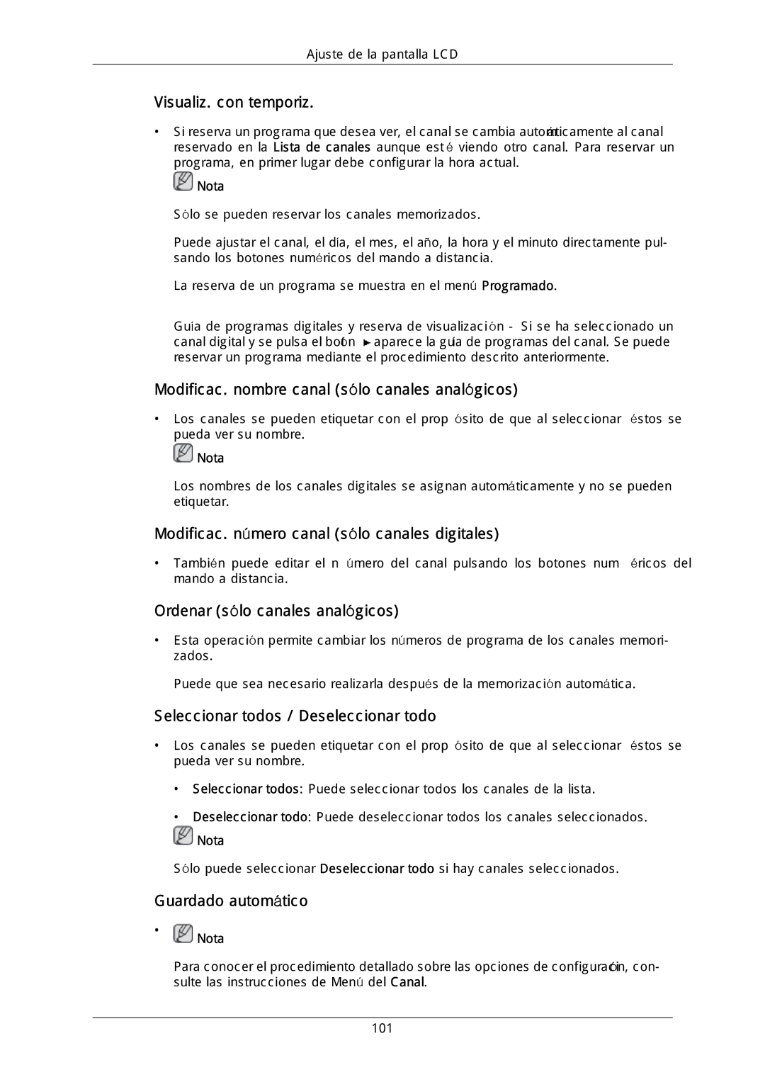 Samsung LFD-WBM2/S40A5, LH40DLPLGD/EN manual Visualiz. con temporiz, Modificac. nombre canal sólo canales analógicos 