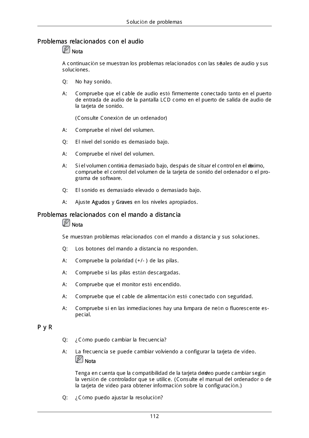 Samsung LH40MGULGD/EN, LH40DLPLGD/EN Problemas relacionados con el audio, Problemas relacionados con el mando a distancia 