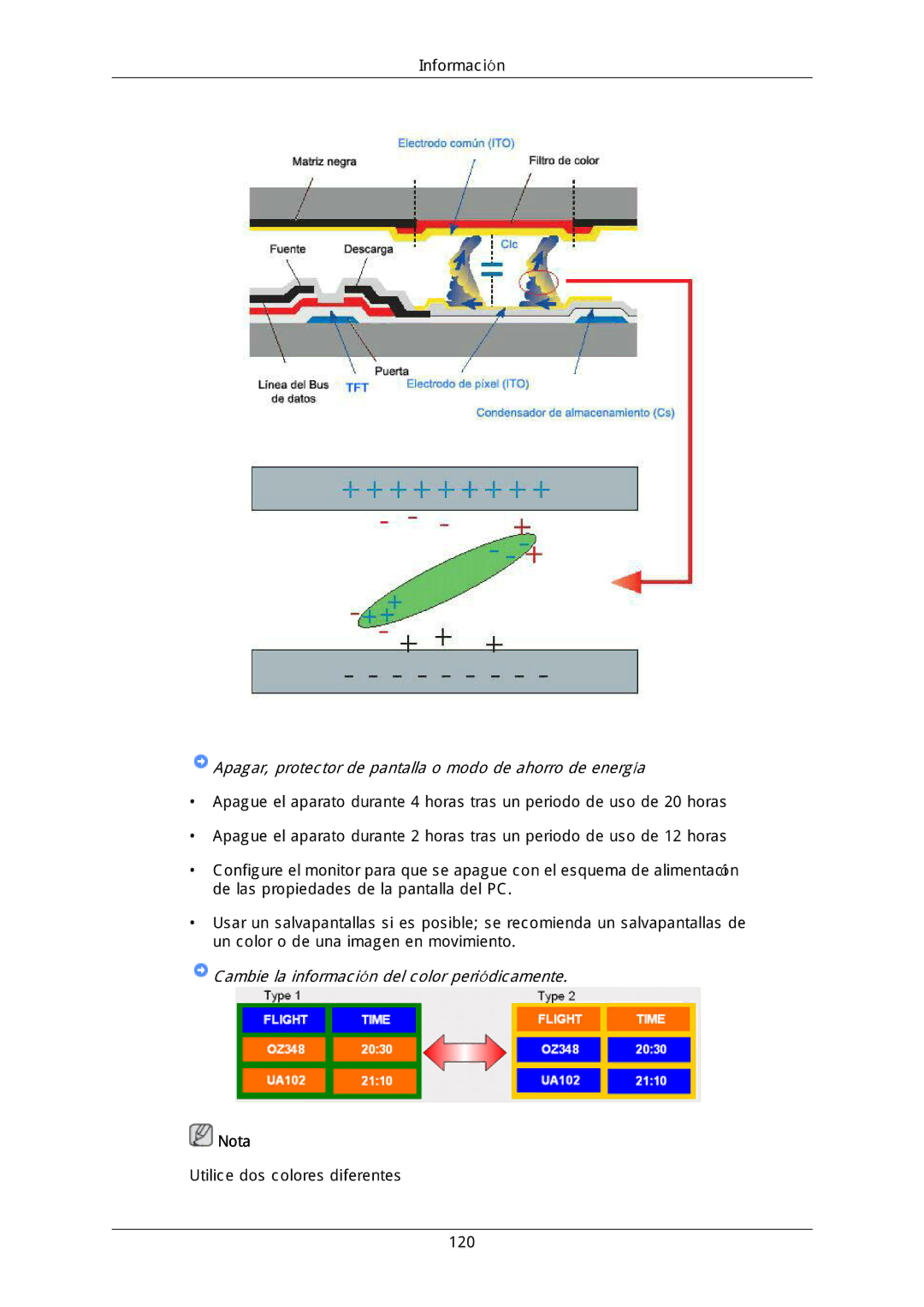 Samsung LH40MGULGD/EN, LH40DLPLGD/EN, LH46DLTLGD/EN, LH40DLTLGD/EN manual Cambie la información del color periódicamente 