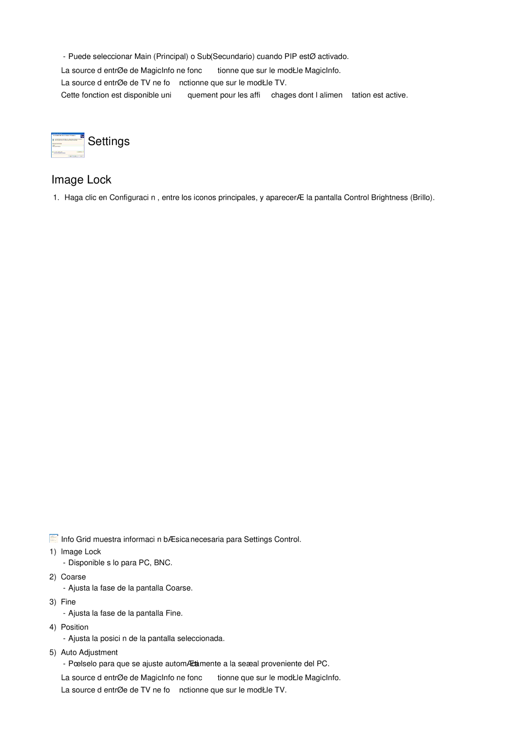 Samsung LH40DLTLGD/EN, LH40DLPLGD/EN, LH46DLTLGD/EN, LH46DLPLGD/EN, LFD-WBM2/S40A5, LH46MGQLGD/EN manual Settings Image Lock 