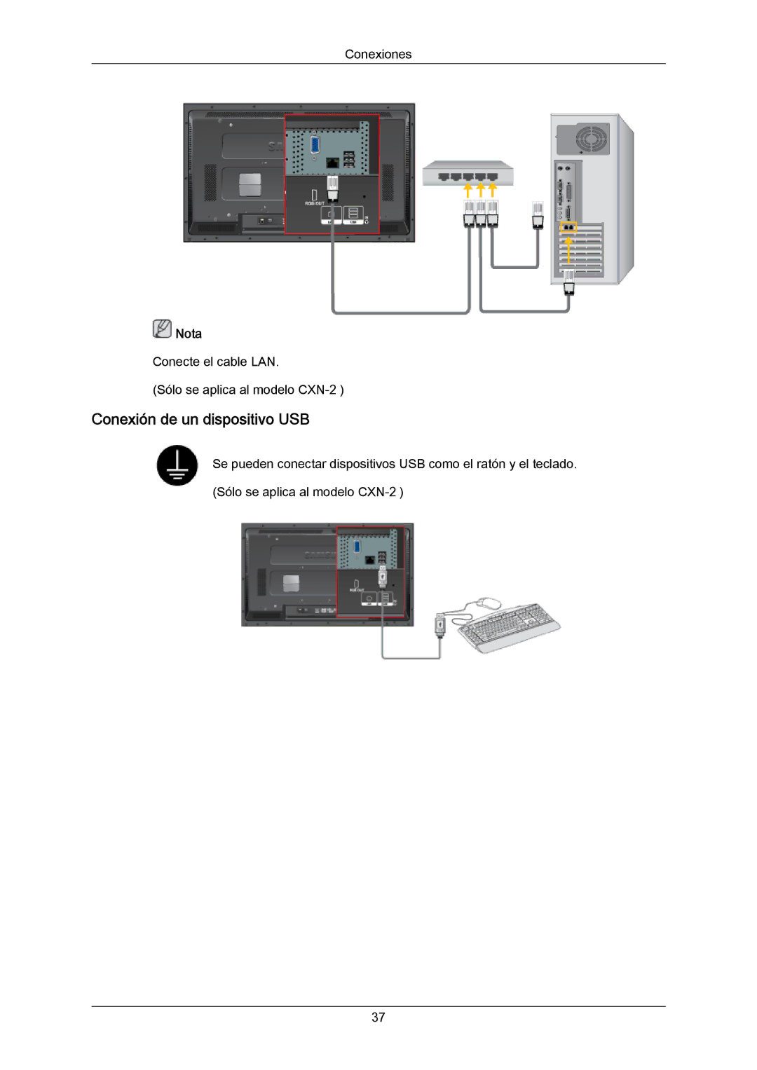 Samsung LH46MGULGD/EN, LH40DLPLGD/EN, LH46DLTLGD/EN, LH40DLTLGD/EN, LH46DLPLGD/EN manual Conexión de un dispositivo USB 