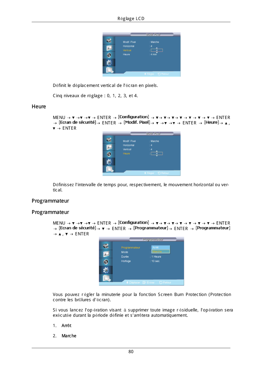 Samsung LH46DLPLGD/EN, LH40DLPLGD/EN, LH46DLTLGD/EN, LH40DLTLGD/EN manual Heure, Programmateur 