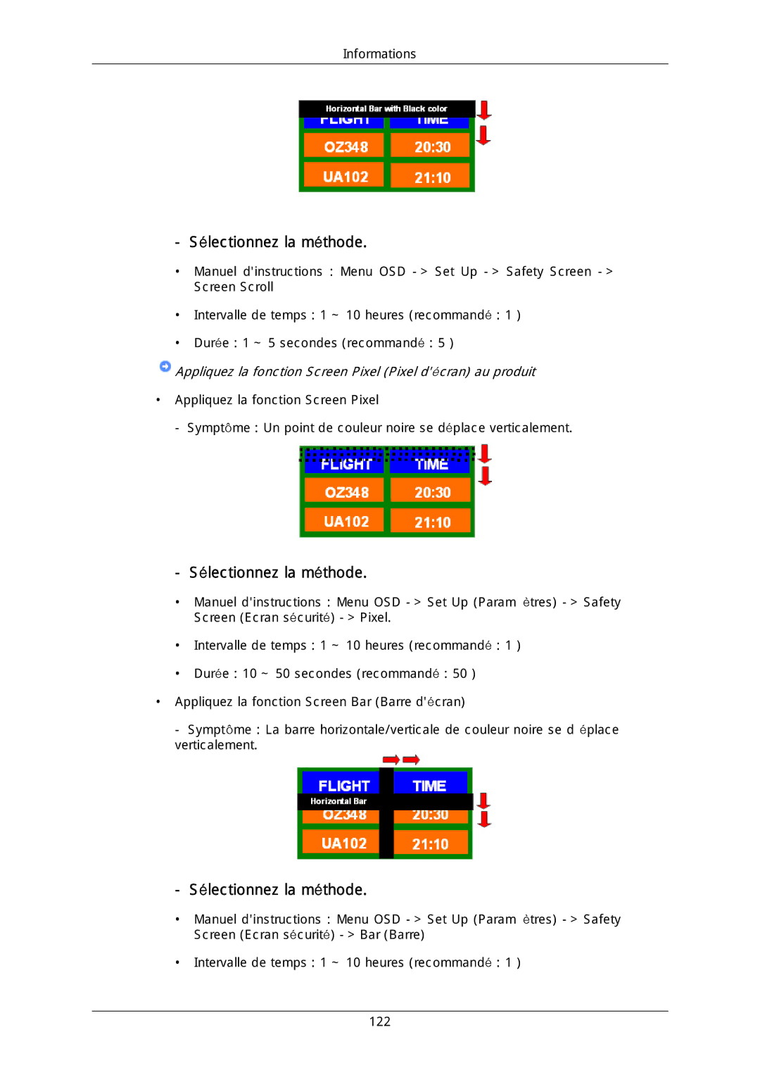 Samsung LH46DLTLGD/EN, LH40DLPLGD/EN Sélectionnez la méthode, Appliquez la fonction Screen Pixel Pixel décran au produit 