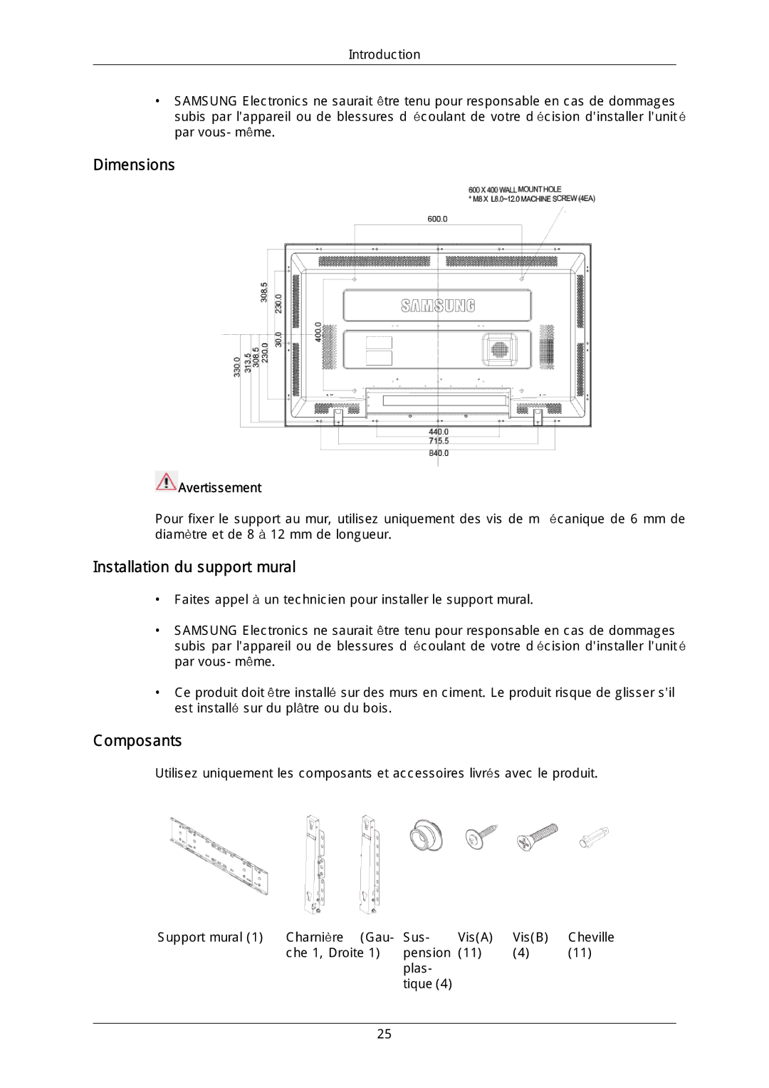 Samsung LH40DLTLGD/EN, LH40DLPLGD/EN, LH46DLTLGD/EN, LH46DLPLGD/EN manual Dimensions 