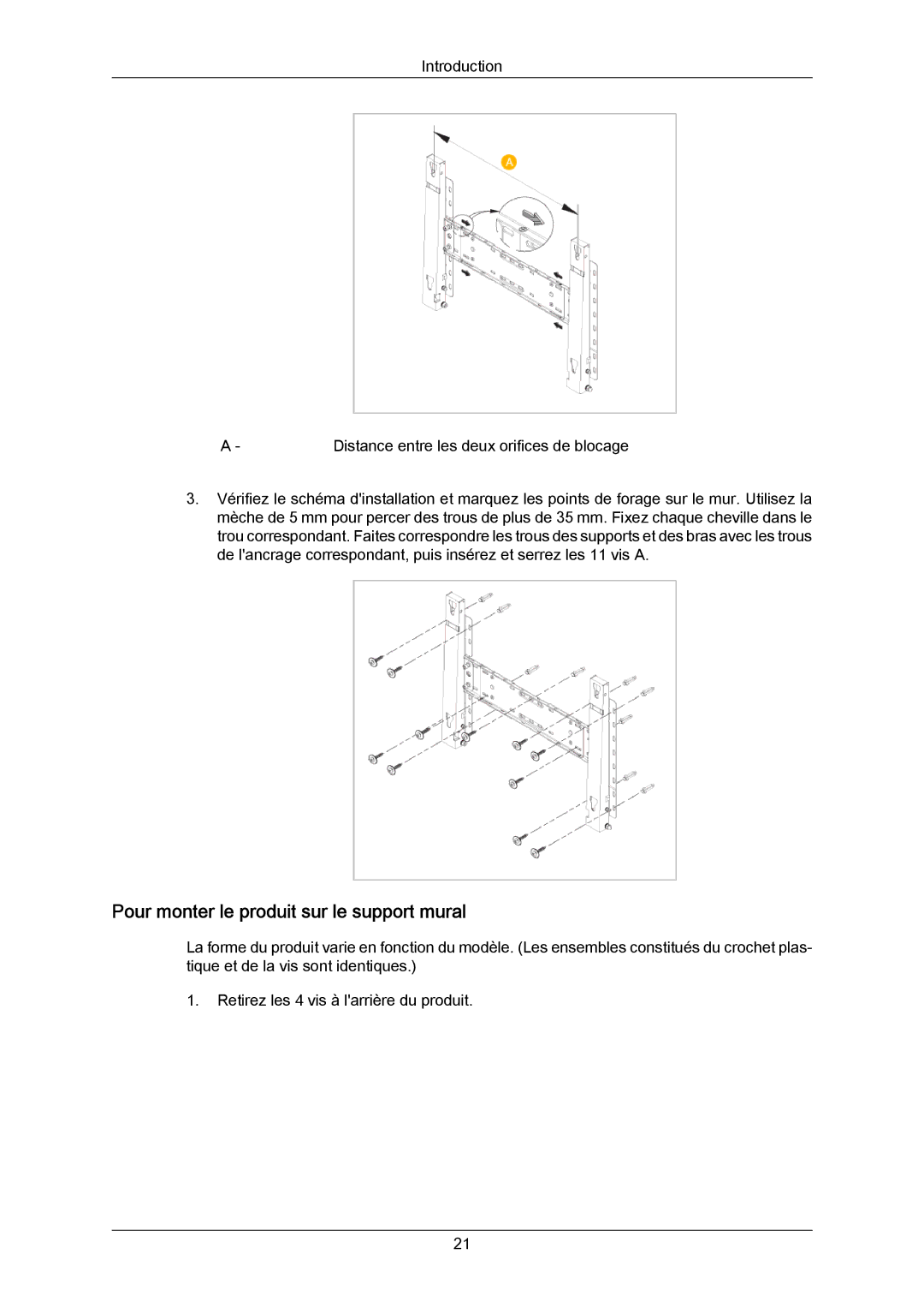 Samsung LH40DLTLGD/EN, LH40DLPLGD/EN, LH46DLTLGD/EN, LH46DLPLGD/EN manual Pour monter le produit sur le support mural 