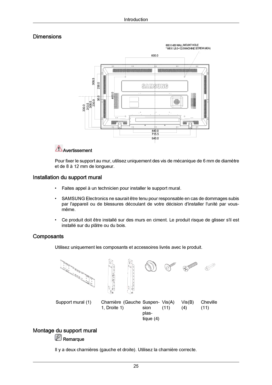 Samsung LH40DLTLGD/EN, LH40DLPLGD/EN, LH46DLTLGD/EN, LH46DLPLGD/EN manual Dimensions 