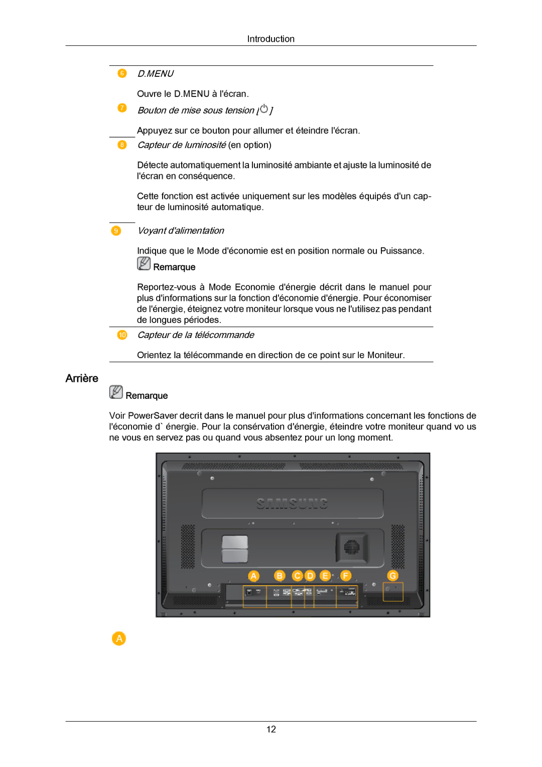 Samsung LH46DLTLGD/EN, LH40DLPLGD/EN, LH40DLTLGD/EN, LH46DLPLGD/EN manual Arrière, Menu 