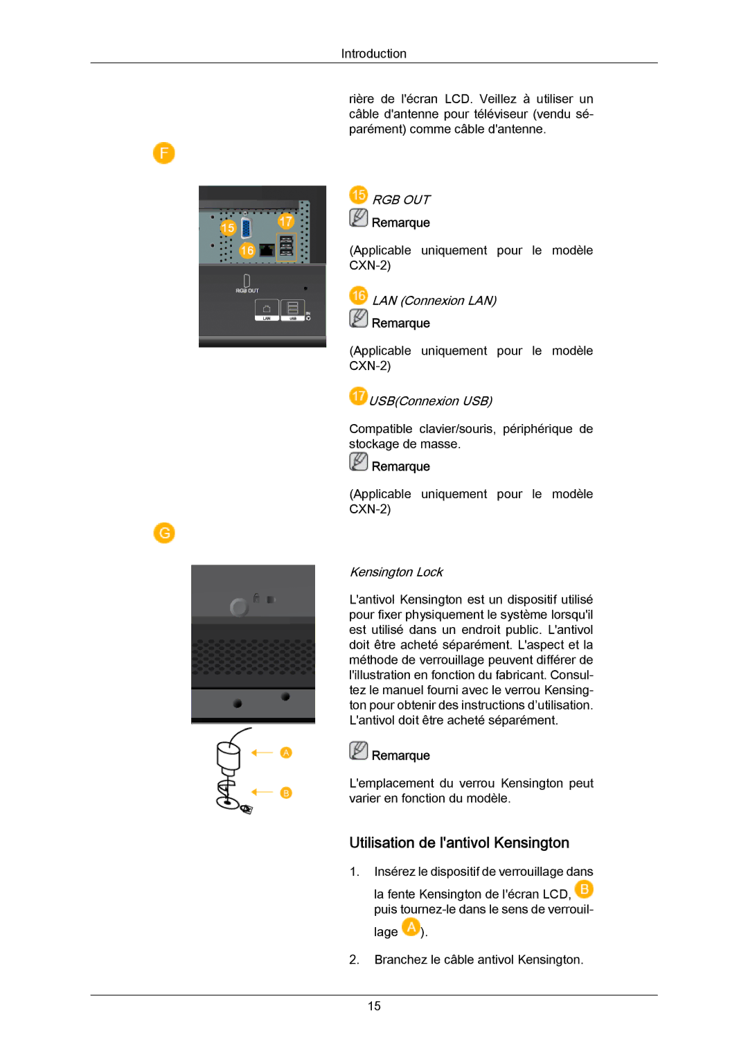 Samsung LH40DLPLGD/EN, LH46DLTLGD/EN, LH40DLTLGD/EN, LH46DLPLGD/EN manual Utilisation de lantivol Kensington, Kensington Lock 