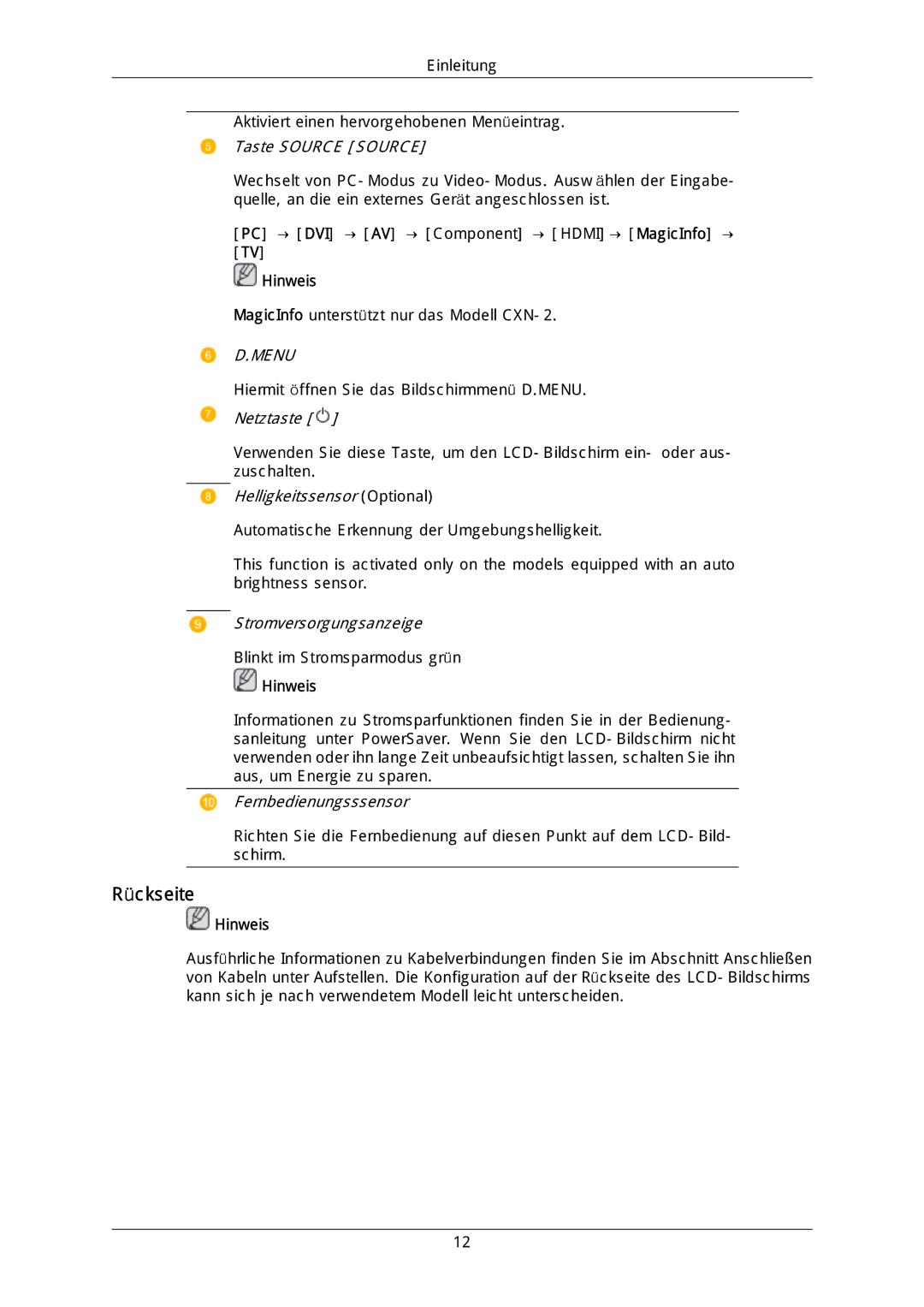 Samsung LH46DLTLGD/EN, LH40DLPLGD/EN, LH40DLTLGD/EN, LH46DLPLGD/EN manual Rückseite, Taste Source Source 