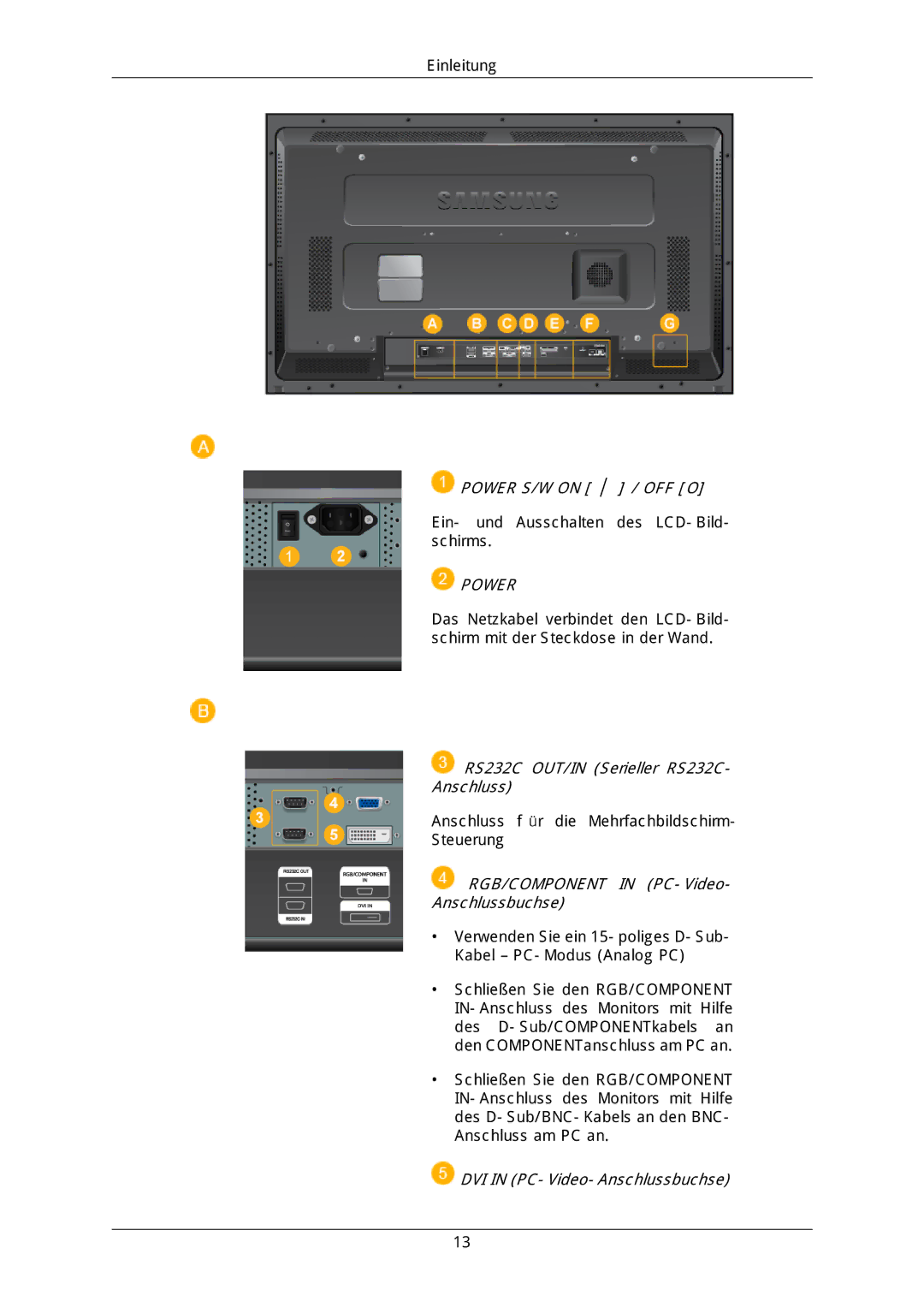 Samsung LH40DLTLGD/EN, LH40DLPLGD/EN, LH46DLTLGD/EN, LH46DLPLGD/EN manual Anschlussbuchse 