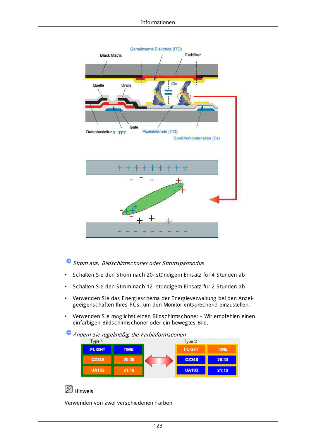 Samsung LH40DLTLGD/EN, LH40DLPLGD/EN, LH46DLTLGD/EN, LH46DLPLGD/EN manual Ändern Sie regelmäßig die Farbinformationen 