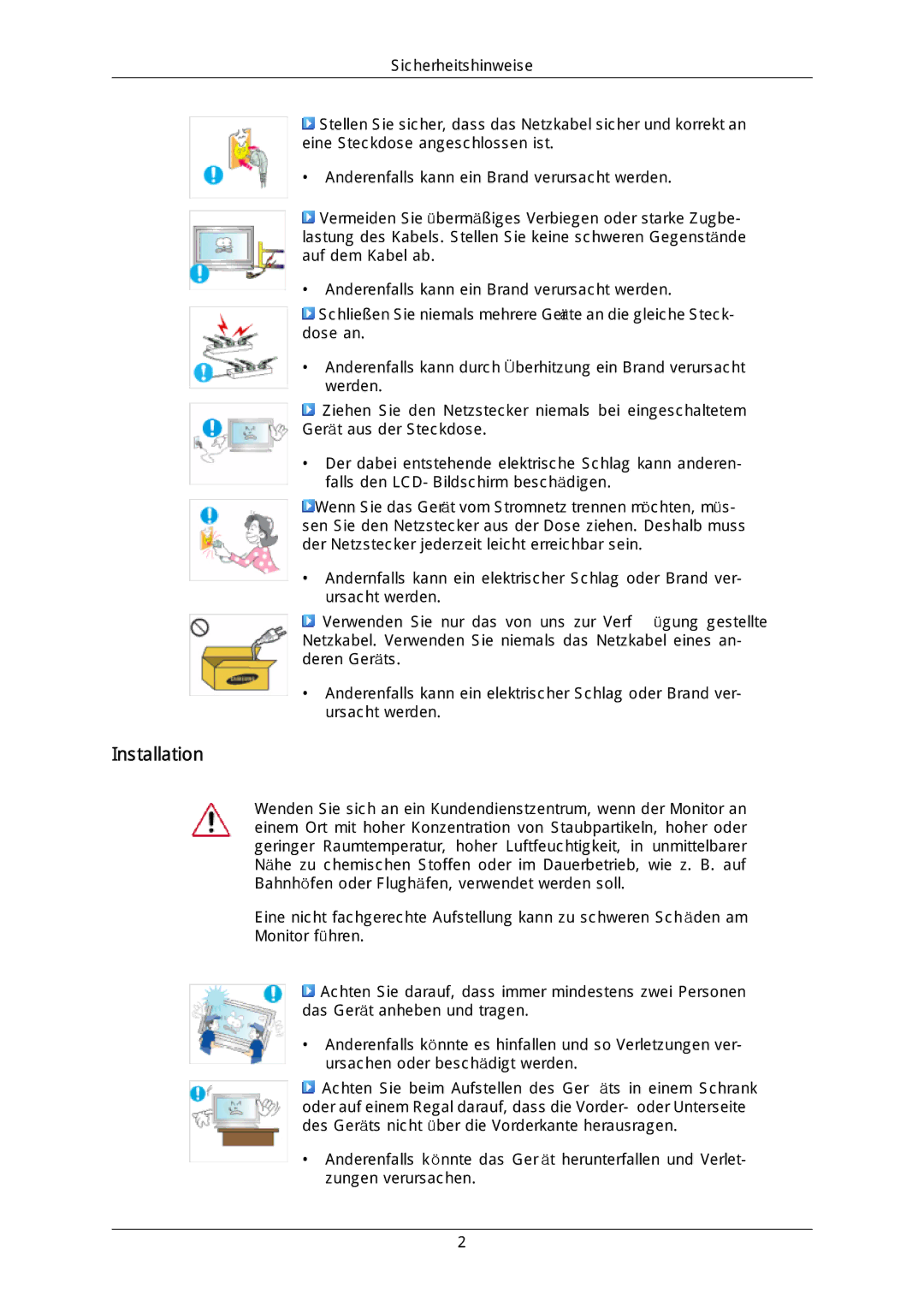 Samsung LH46DLPLGD/EN, LH40DLPLGD/EN, LH46DLTLGD/EN, LH40DLTLGD/EN manual Installation 