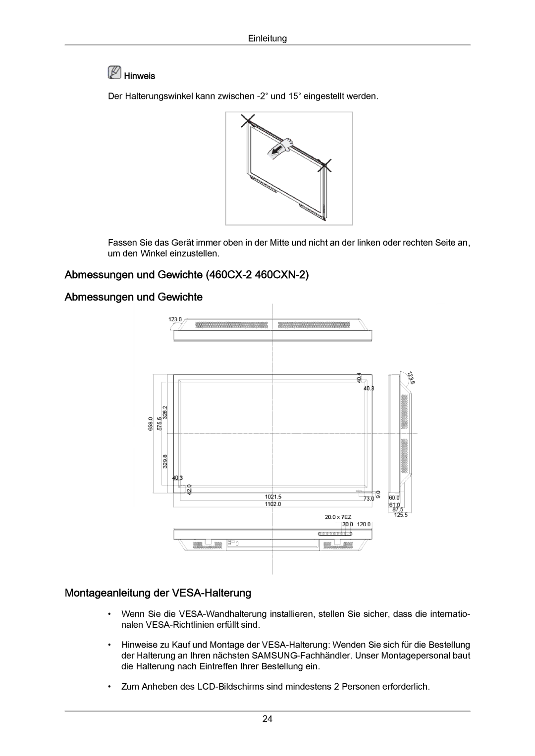 Samsung LH46DLTLGD/EN, LH40DLPLGD/EN, LH40DLTLGD/EN, LH46DLPLGD/EN manual Hinweis 