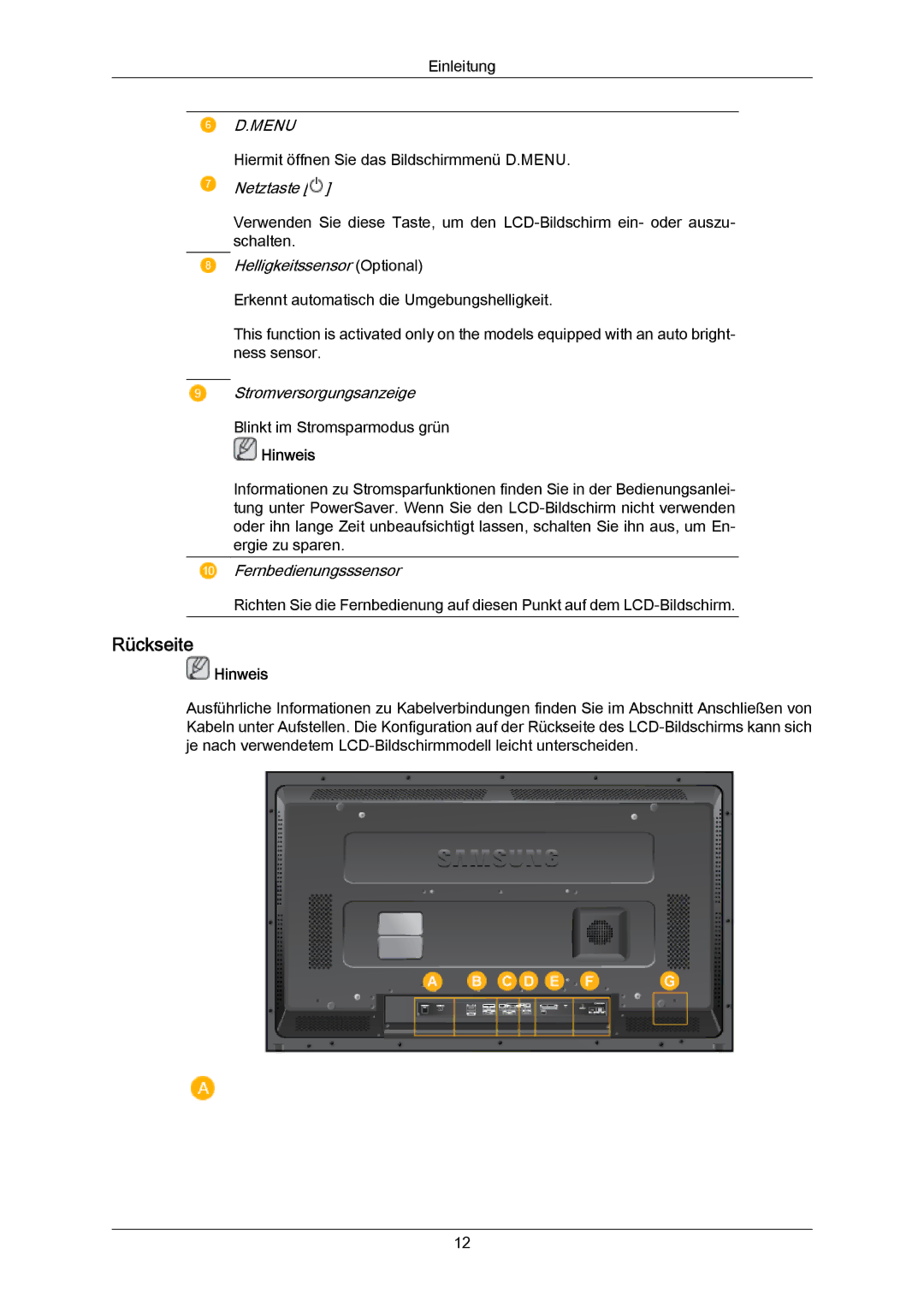 Samsung LH46DLTLGD/EN, LH40DLPLGD/EN, LH40DLTLGD/EN, LH46DLPLGD/EN manual Rückseite, Menu 