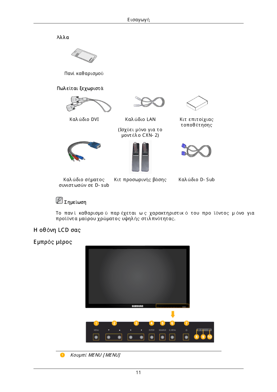 Samsung LH40DLPLGD/EN, LH46DLTLGD/EN, LH40DLTLGD/EN, LH46DLPLGD/EN manual Οθόνη LCD σας Εμπρός μέρος, Πωλείται ξεχωριστά 