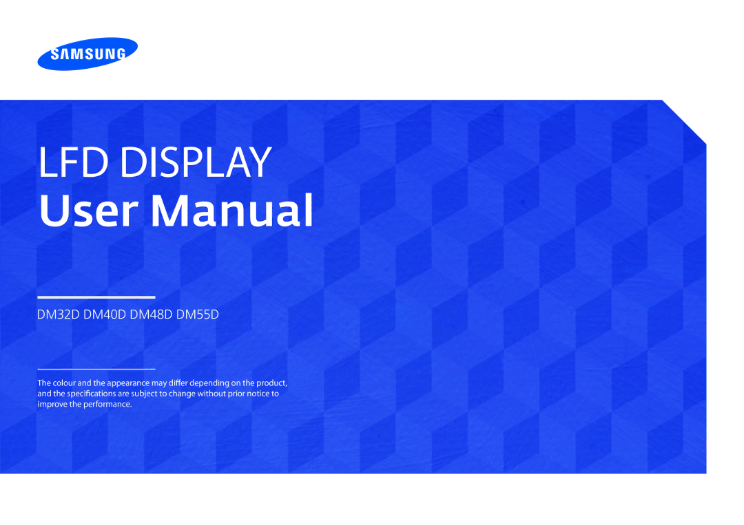 Samsung LH32DMDPLGC/EN, LH40DMDPLGC/EN, LH55DMDPLGC/EN, LH48DMDPLGC/EN, LH75DMDPLGC/EN, LH32DMDPLGK/EN manual LFD Display 