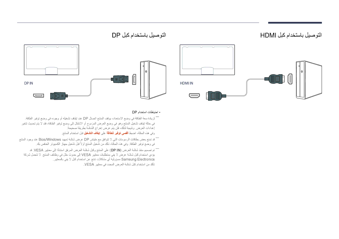 Samsung LH55DMDPLGC/SM, LH40DMDPLGC/EN, LH32DMDPLGC/EN, LH55DMDPLGC/EN manual Dp لبك مادختساب ليصوتلا, Dp مادختسا تاطايتحا 