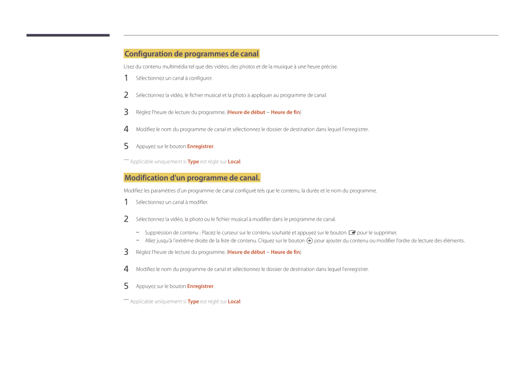 Samsung LH48DMDPLGC/EN, LH40DMDPLGC/EN manual Configuration de programmes de canal, Modification dun programme de canal 