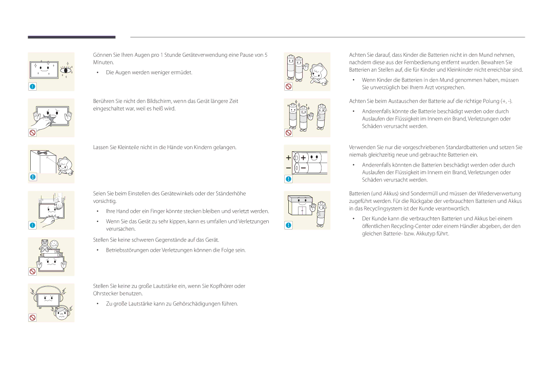 Samsung LH32DMDPLGC/EN, LH40DMDPLGC/EN, LH55DMDPLGC/EN Verursachen, Stellen Sie keine schweren Gegenstände auf das Gerät 