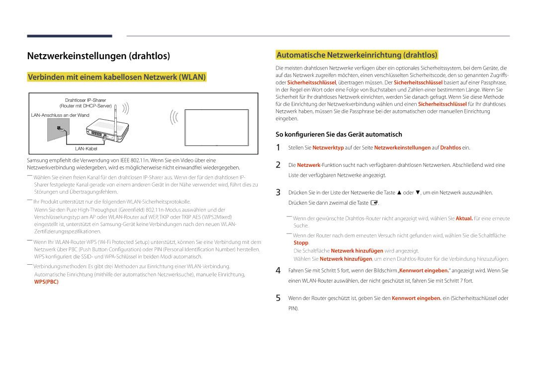 Samsung LH48DMDPLGC/EN, LH40DMDPLGC/EN Netzwerkeinstellungen drahtlos, Verbinden mit einem kabellosen Netzwerk Wlan, Stopp 