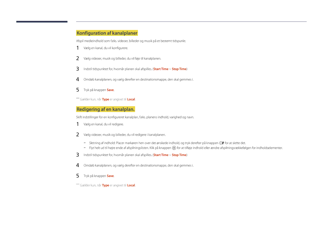 Samsung LH48DMDPLGC/EN, LH40DMDPLGC/EN, LH32DMDPLGC/EN manual Konfiguration af kanalplaner, Redigering af en kanalplan 