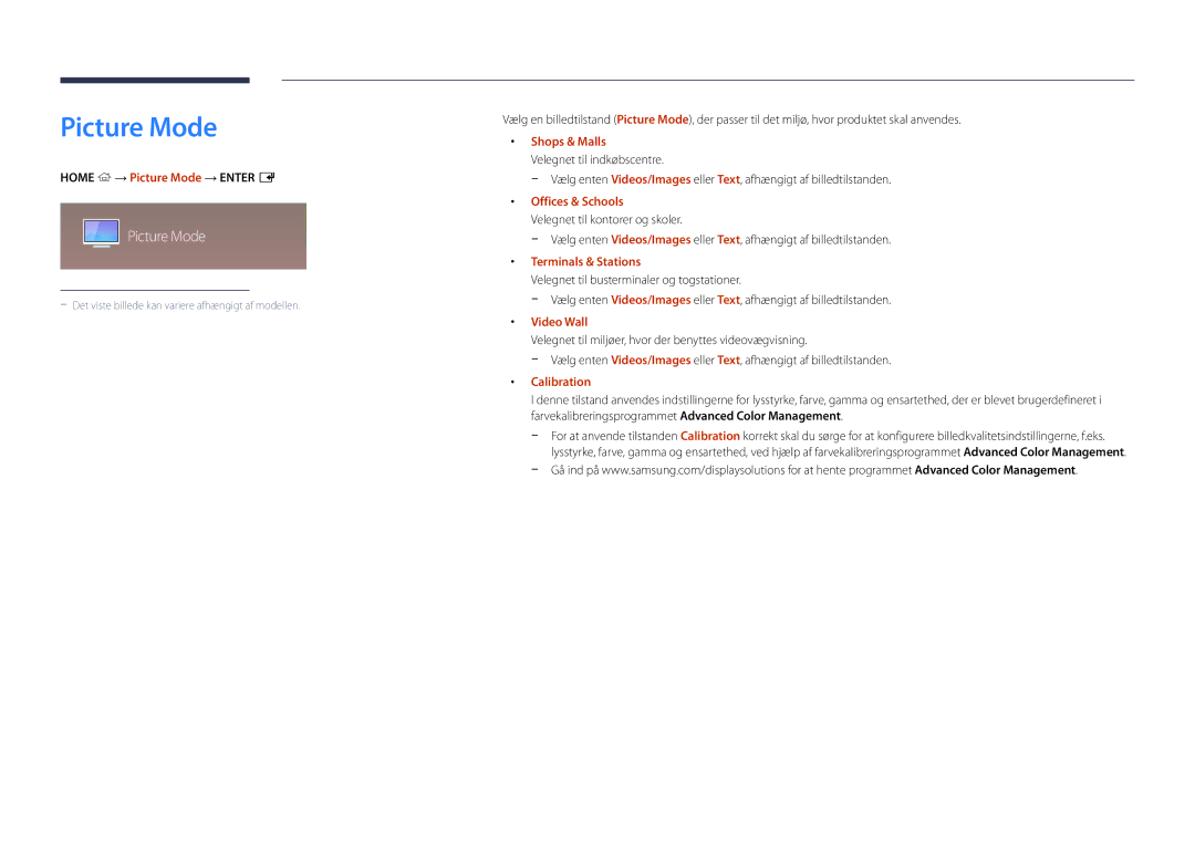 Samsung LH55DMDPLGC/EN, LH40DMDPLGC/EN, LH32DMDPLGC/EN, LH48DMDPLGC/EN, LH75DMDPLGC/EN manual Picture Mode 