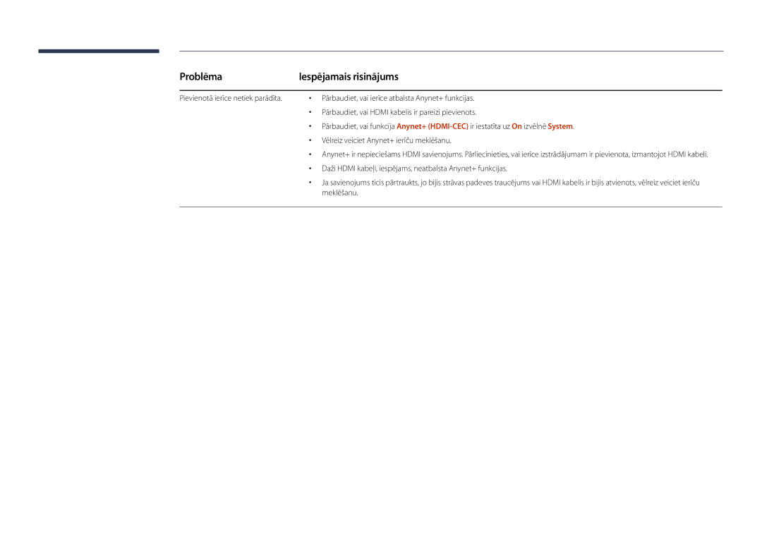 Samsung LH75DMDPLGC/EN manual Pārbaudiet, vai ierīce atbalsta Anynet+ funkcijas, Vēlreiz veiciet Anynet+ ierīču meklēšanu 