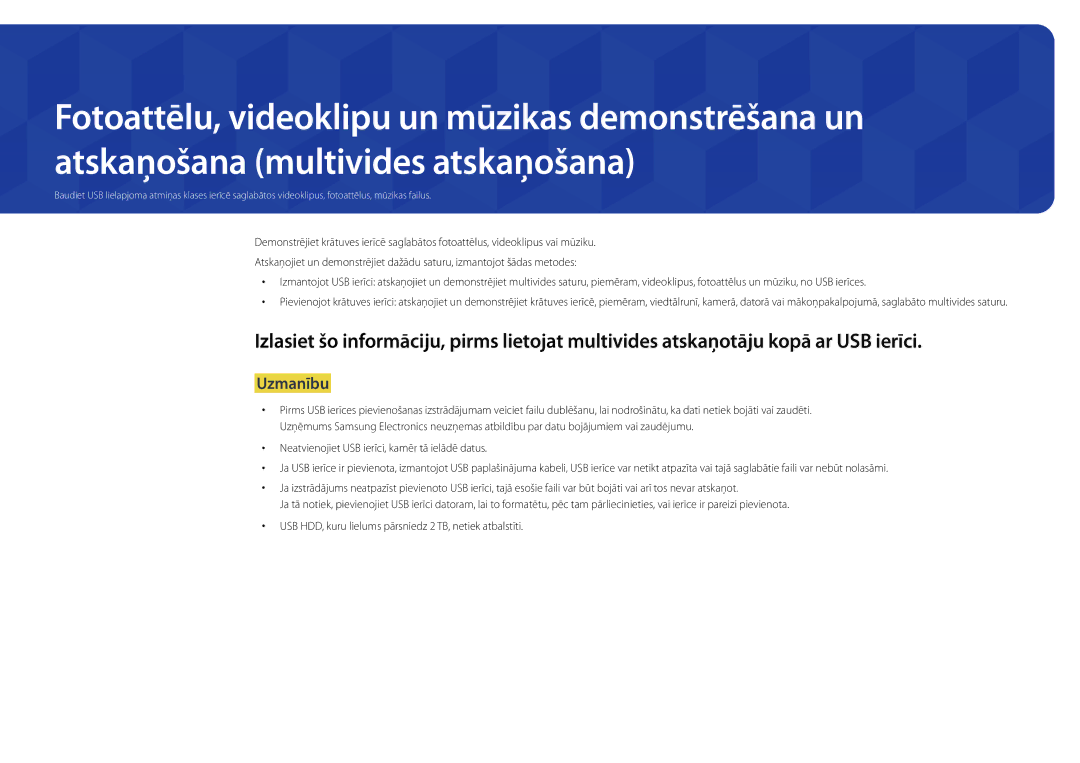 Samsung LH32DMDPLGC/EN, LH40DMDPLGC/EN, LH55DMDPLGC/EN, LH48DMDPLGC/EN, LH75DMDPLGC/EN manual Uzmanību 