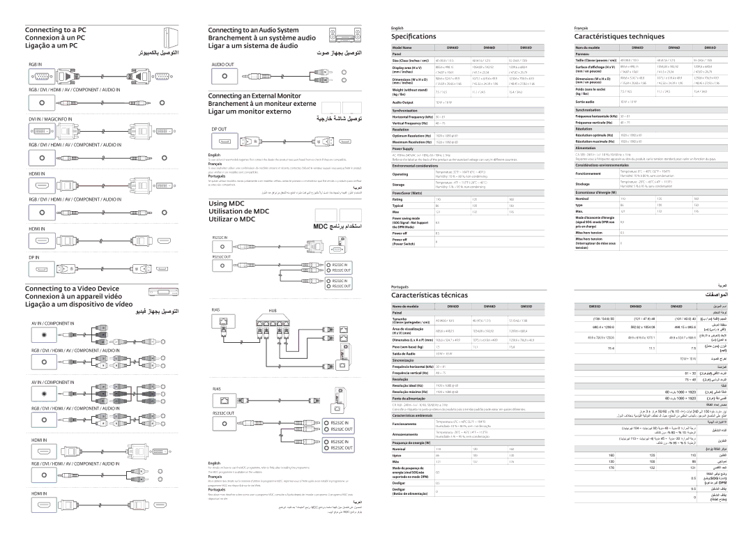 Samsung LH48DMDPLGC/EN ﺮﺗﻮﻴﺒﻤﻜﻟﺎﺑ ﻞﻴﺻﻮﺘﻟﺍﺍ, ﺕﻮﺻ ﺯﺎﻬﺠﺑ ﻞﻴﺻﻮﺘﻟﺍ, ﺔﻴﺟﺭﺎﺧ ﺔﺷﺎﺷ ﻞﻴﺻﻮﺗ, Mdc ﺞﻣﺎﻧﺮﺑ ﻡﺍﺪﺨﺘﺳﺍ, ﻮﻳﺪﻴﻓ ﺯﺎﻬﺠﺑ ﻞﻴﺻﻮﺘﻟﺍ 