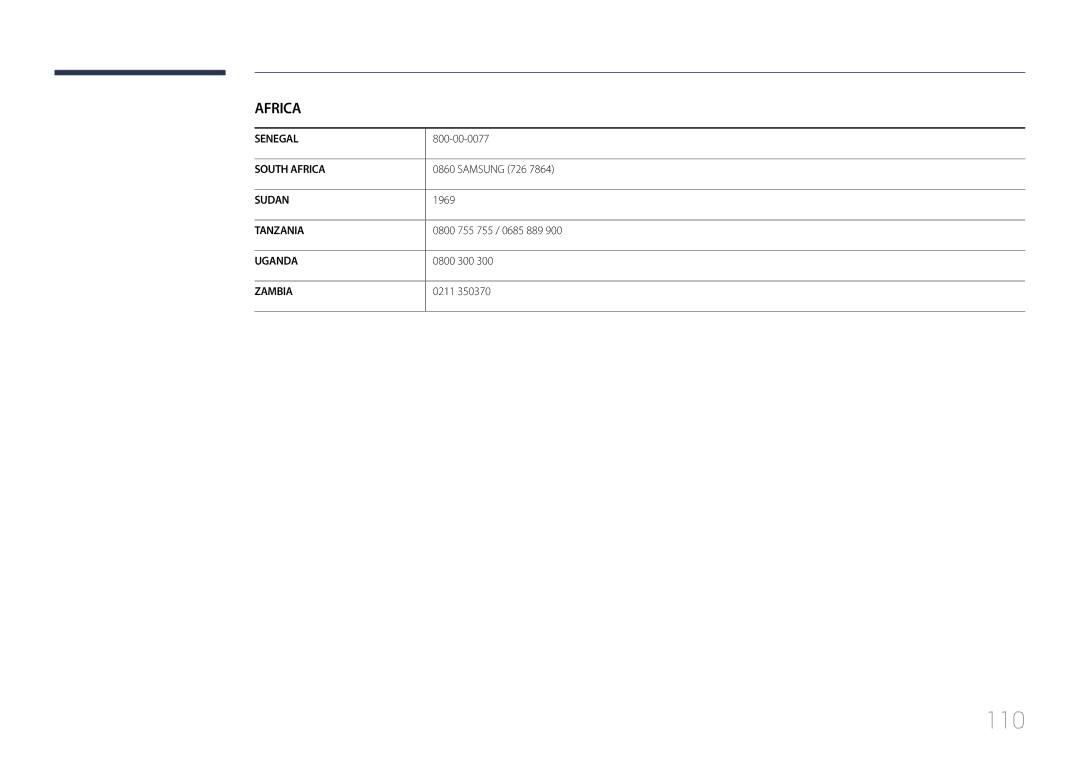 Samsung LH46EDDPLGC/EN, LH40EDDPLGC/EN, LH55EDDPLGC/EN, LH32EDDPLGC/EN manual 110 