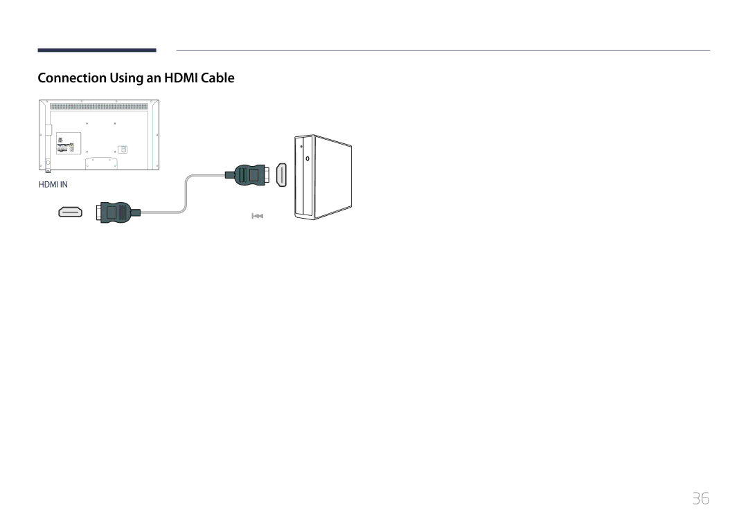 Samsung LH40EDDPLGC/EN, LH55EDDPLGC/EN, LH46EDDPLGC/EN, LH32EDDPLGC/EN manual Connection Using an Hdmi Cable 