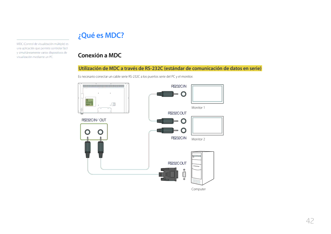 Samsung LH46EDDPLGC/EN, LH40EDDPLGC/EN, LH55EDDPLGC/EN, LH40EDCPLBC/EN, LH32EDDPLGC/EN manual ¿Qué es MDC?, Conexión a MDC 