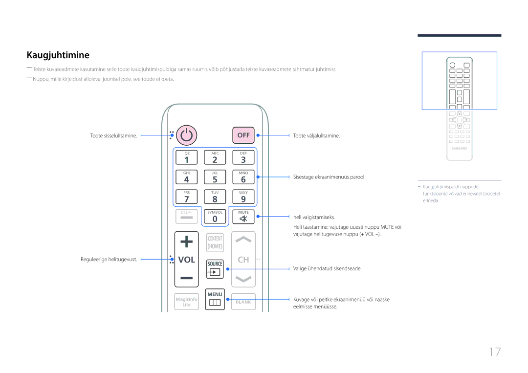 Samsung LH46EDDPLGC/EN manual Kaugjuhtimine, Toote sisselülitamine, Toote väljalülitamine Sisestage ekraanimenüüs parool 