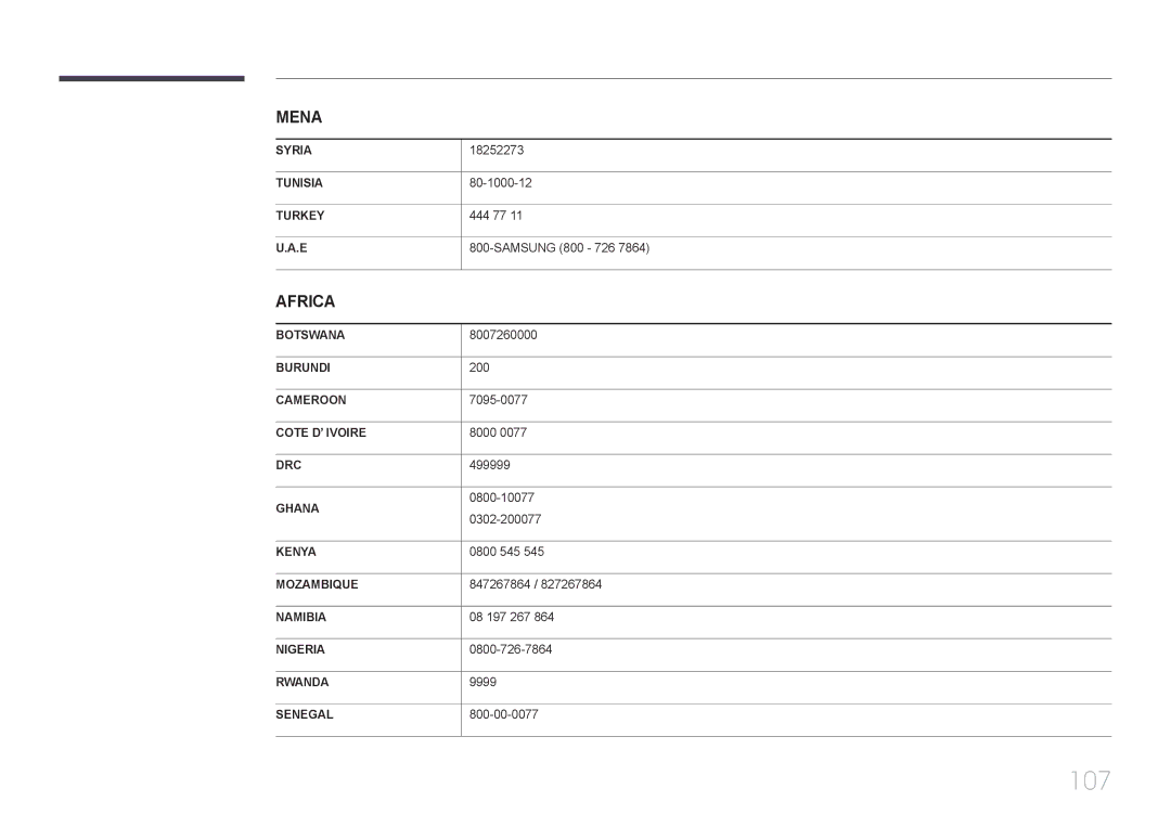 Samsung LH46EDDPLGC/EN, LH40EDDPLGC/EN, LH55EDDPLGC/EN, LH40EDCPLBC/EN, LH32EDDPLGC/EN manual 107 