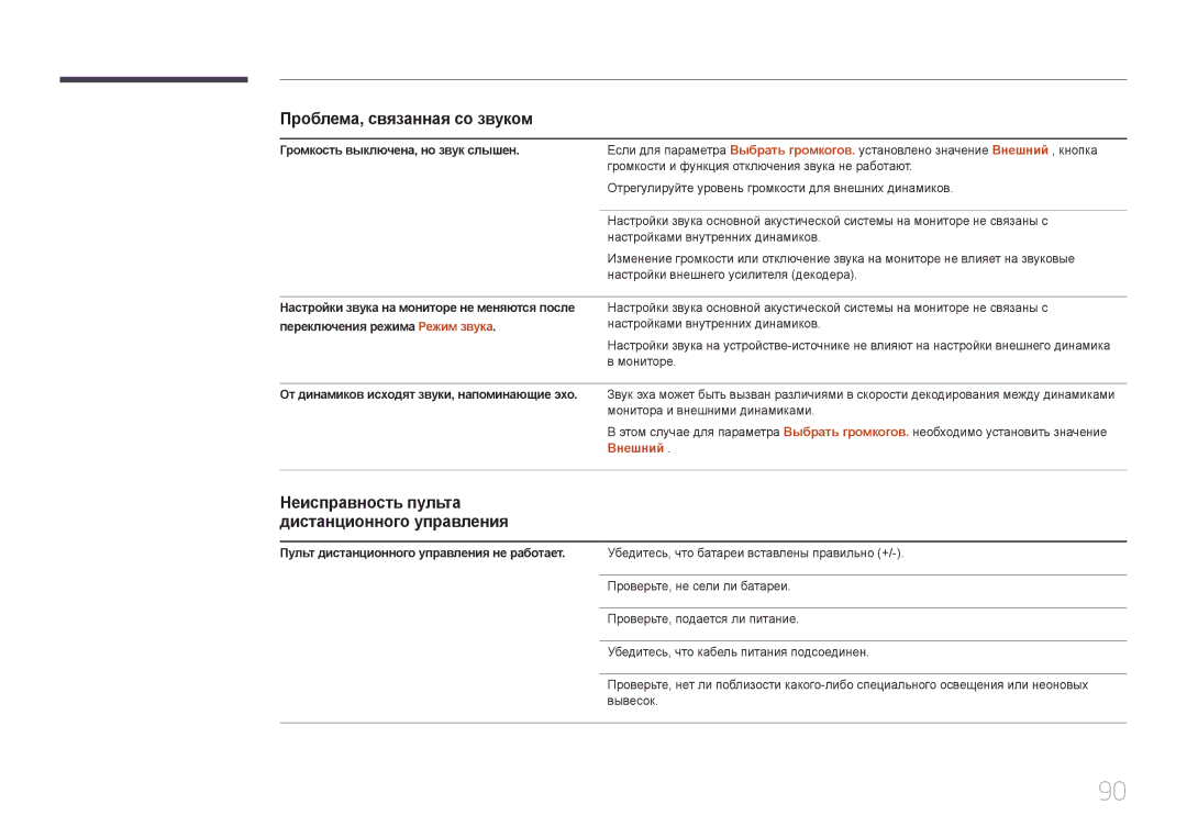 Samsung LH40EDDPLGC/EN, LH55EDDPLGC/EN, LH46EDDPLGC/EN, LH40EDCPLBC/EN, LH32EDDPLGC/EN manual Внешний 