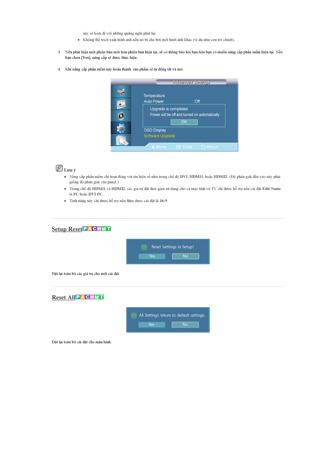 Samsung LH46GWPLBC/XY, LH40GWPLBC/XY, LH46GWSLBC/XY, LH46GWPLBC/XS manual Setup Reset, Reset All 