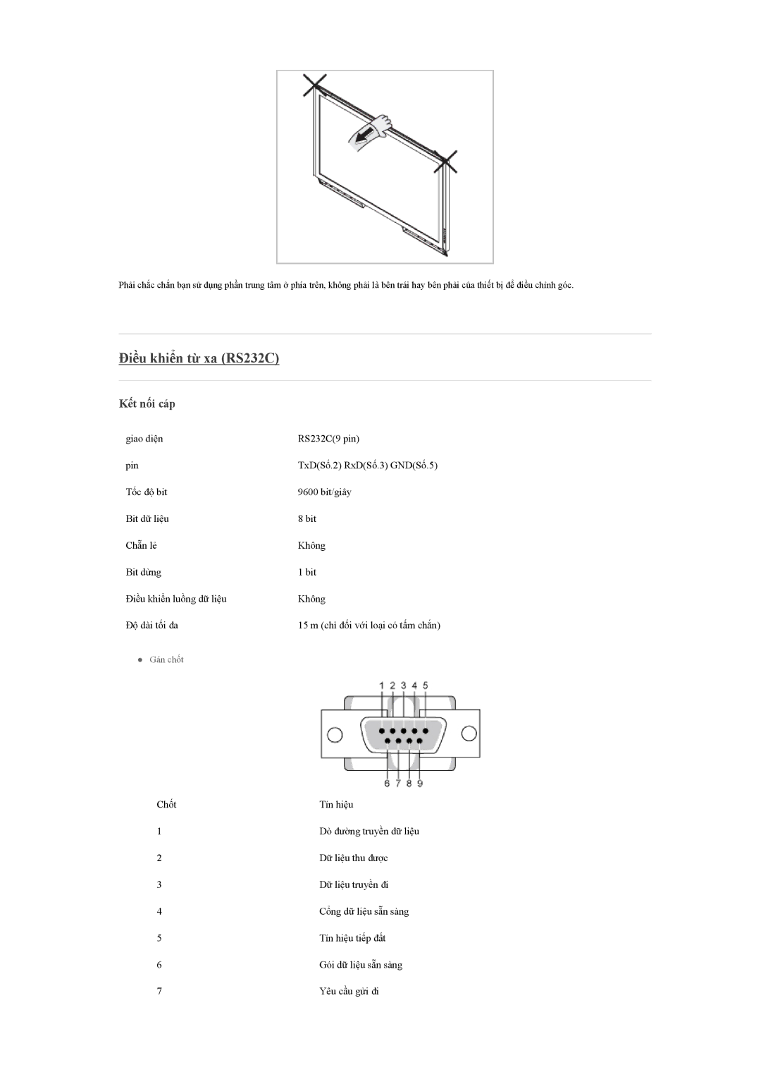 Samsung LH46GWSLBC/XY, LH40GWPLBC/XY, LH46GWPLBC/XY, LH46GWPLBC/XS manual Điều khiển từ xa RS232C, Kết nối cáp 