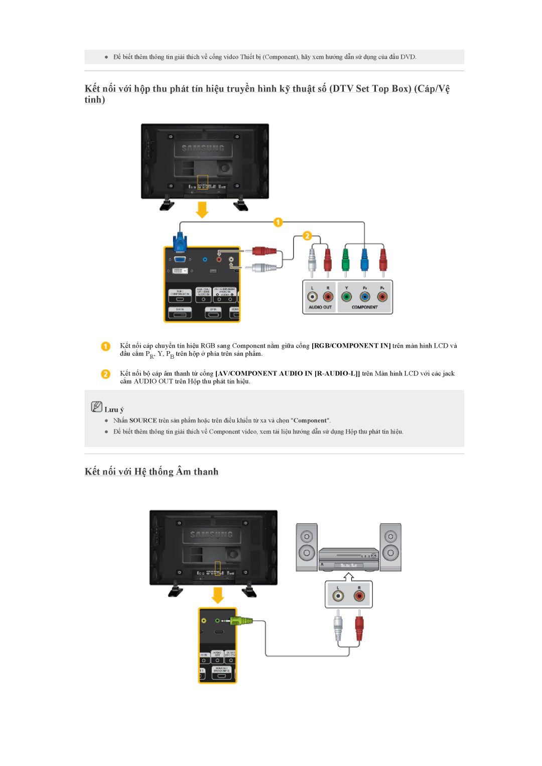 Samsung LH40GWPLBC/XY, LH46GWSLBC/XY, LH46GWPLBC/XY, LH46GWPLBC/XS manual Kết nối với Hệ thống Âm thanh 