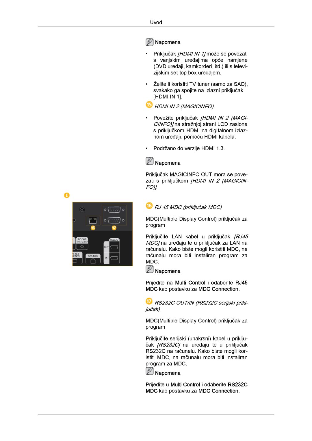 Samsung LH40GWSLBC/EN, LH46GWPLBC/EN, LH40GWPLBC/EN manual Hdmi in 2 Magicinfo 