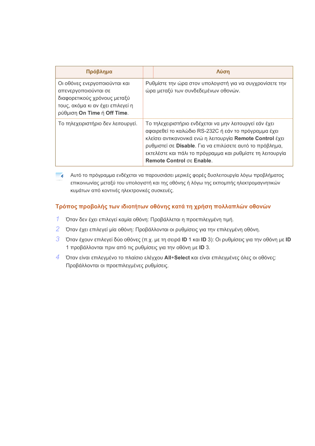 Samsung LH40GWSLBC/EN, LH40GWTLBC/EN, LH46GWPLBC/EN, LH40GWPLBC/EN, LH46GWSLBC/EN manual On Time Off Time 