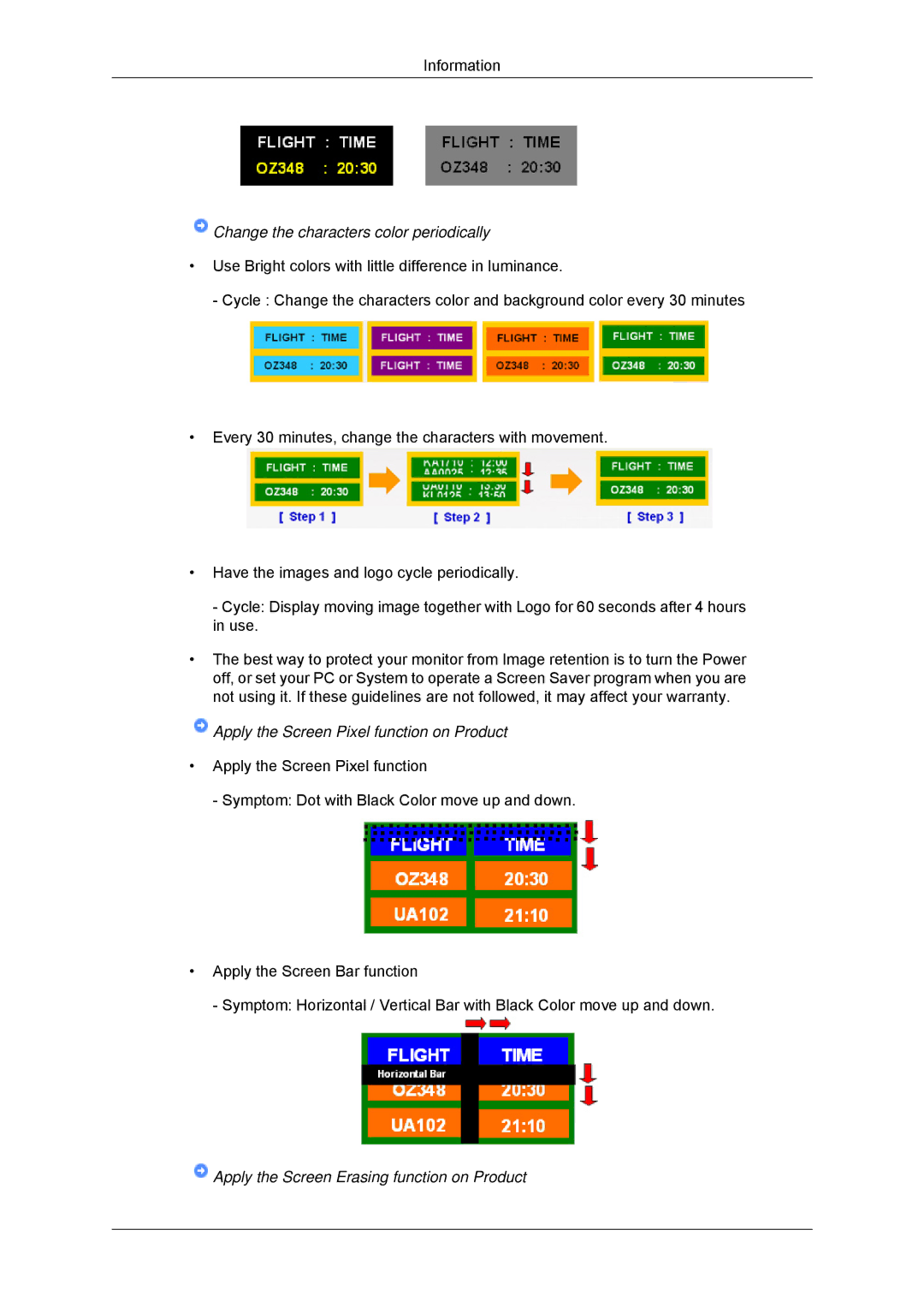 Samsung LH46GWSLBC/ZA, LH40GWTLBC/EN, LH40GWSLBC/EN, LH46GWPLBC/EN, LH40GWPLBC/EN Change the characters color periodically 