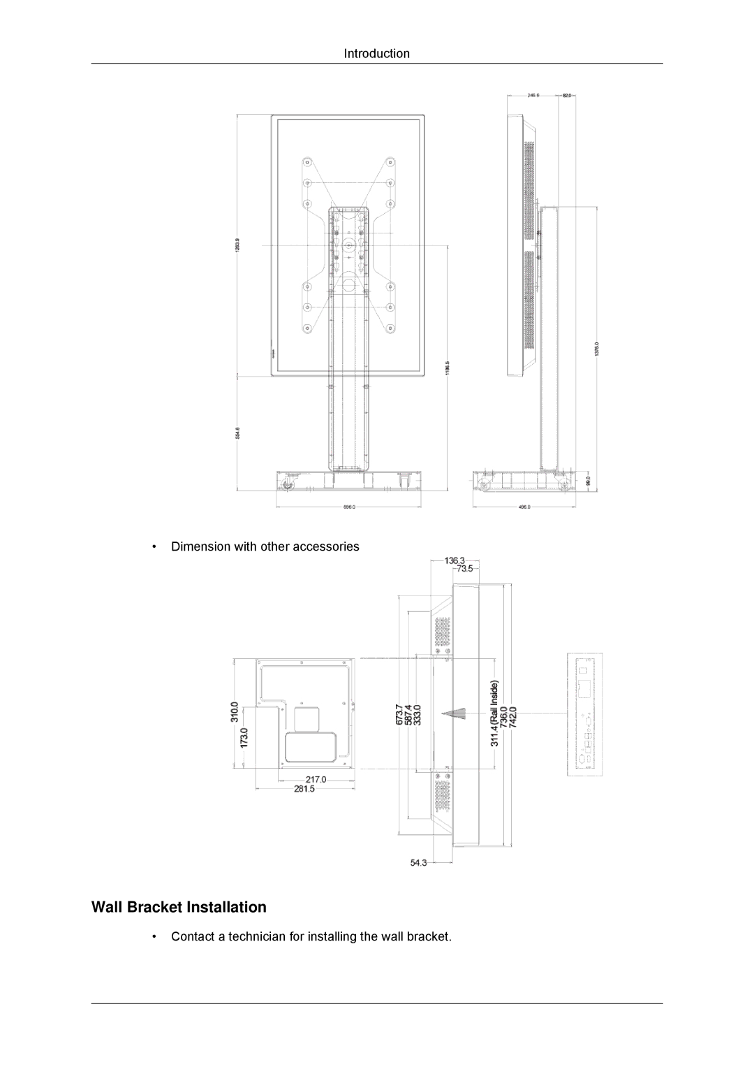 Samsung LH46GWTLBC/XY, LH40GWTLBC/EN, LH40GWSLBC/EN, LH46GWPLBC/EN, LH40GWPLBC/EN, LH46GWTLBC/EN Wall Bracket Installation 